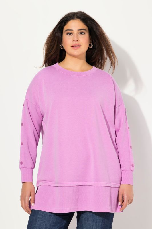 Sweat-shirt oversize, col rond et manches longues, effet de superposition