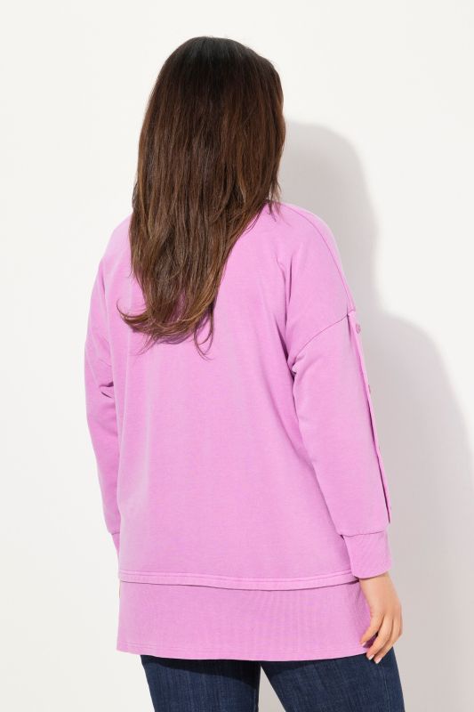 Sweat-shirt oversize, col rond et manches longues, effet de superposition