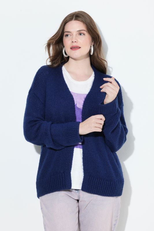 Cardigan ouvert, coupe courte et oversize, contient de la laine