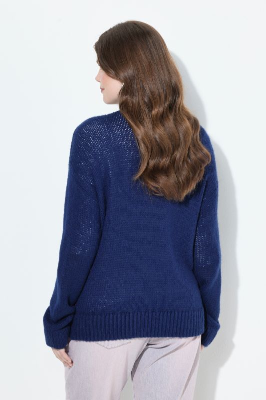 Cardigan ouvert, coupe courte et oversize, contient de la laine