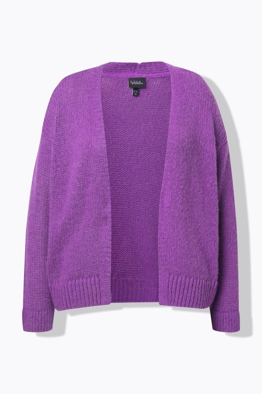 Cardigan ouvert, coupe courte et oversize, contient de la laine