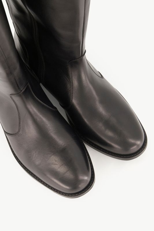 Bottes en cuir tige XXL, bride à boutons-pression - largeur H