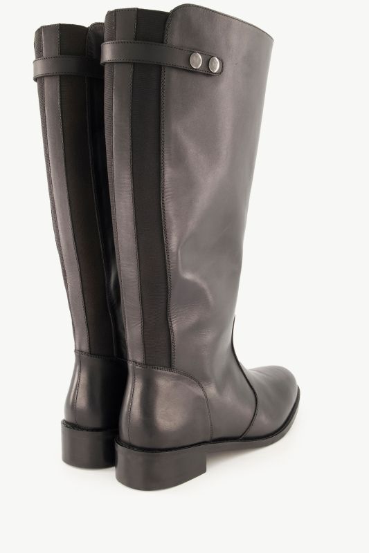Bottes en cuir tige XXL, bride à boutons-pression - largeur H