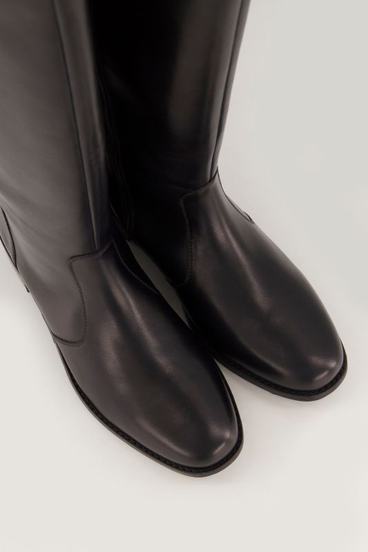 Bottes en cuir tige XXL, bride à boutons-pression - largeur H