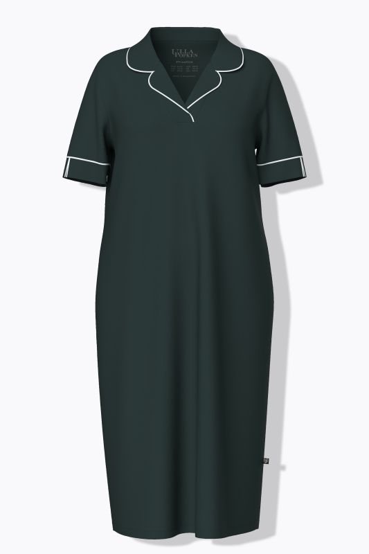 Chemise de nuit, col à revers et manches courtes, passepoils fantaisie