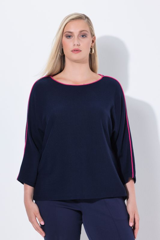 Pull encolure bateau, passepoil et manches longues, coupe évasée