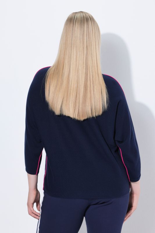 Pull encolure bateau, passepoil et manches longues, coupe évasée