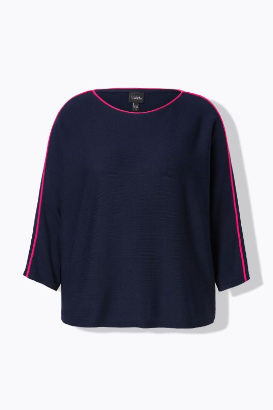 Pull encolure bateau, passepoil et manches longues, coupe évasée