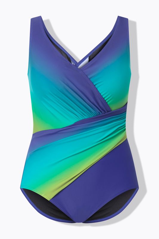 Maillot de bain, drapé, dégradé de couleurs, bonnets souples, matière recyclée