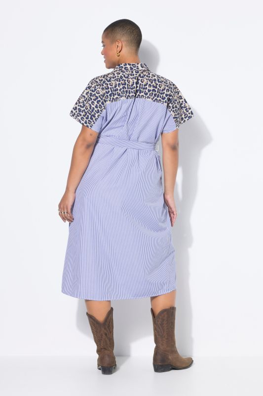 Robe chemisier oversize, écusson léopard
