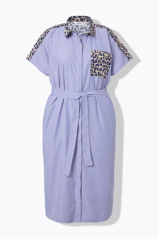 Robe chemisier oversize, écusson léopard