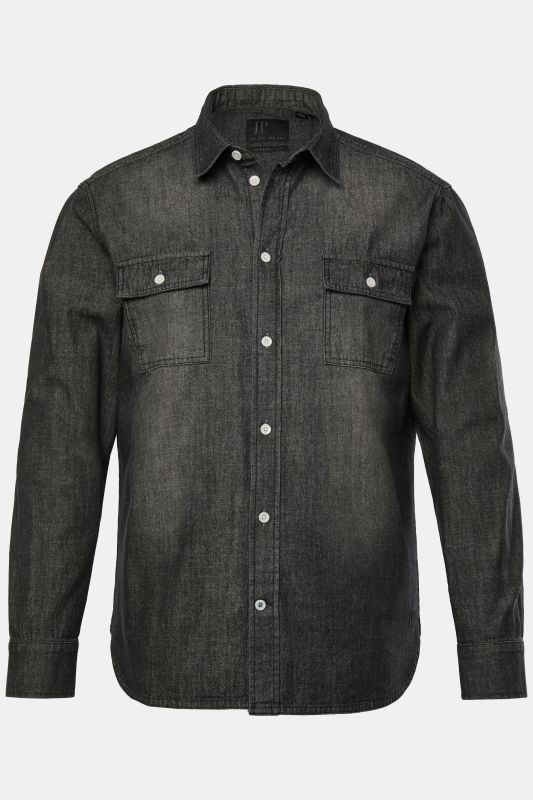 Chemise en jean JP 1880, esprit vintage, manches longues et col Kent, coupe Modern Fit - jusqu'au 8&nbsp;XL