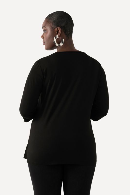 T-shirt avec col en V et manches 3/4 - doublé sur le devant