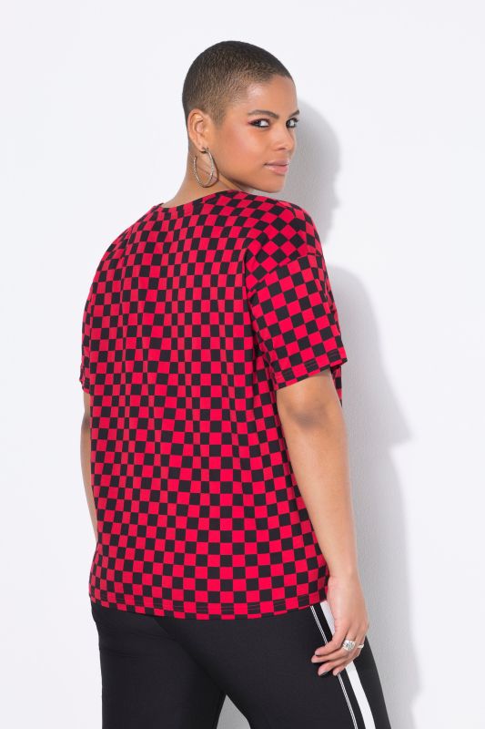 T-shirt oversize. Imprimé damier