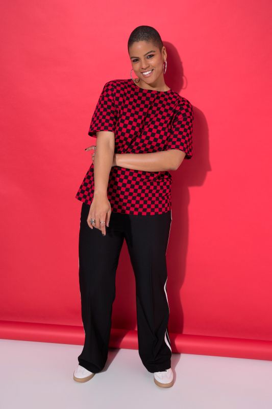 T-shirt oversize. Imprimé damier