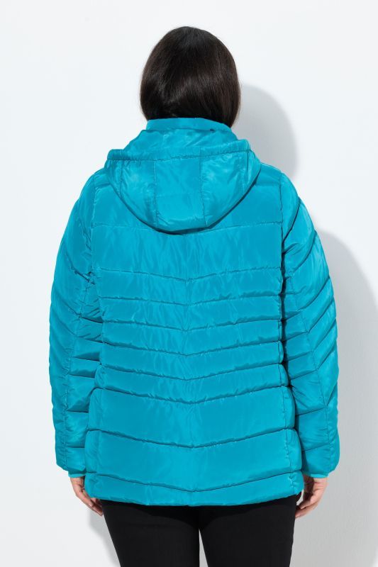 Veste matelassée imperméable à capuche et poches zippées, ligne en A