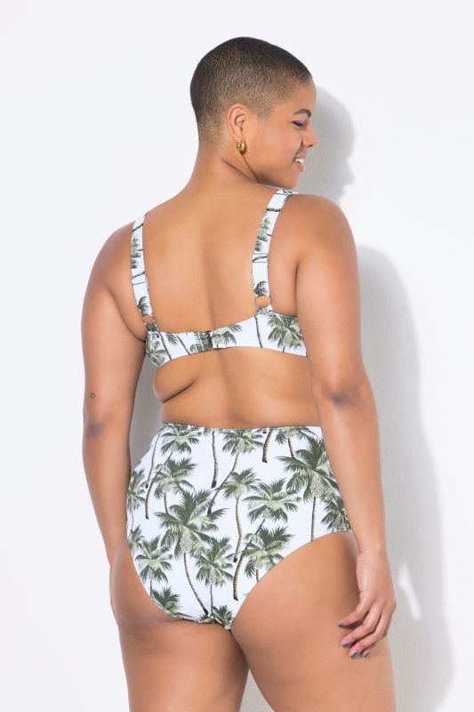 Bas de bikini taille haute, imprimé palmiers