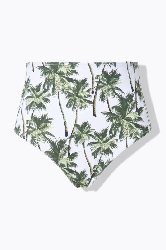Bas de bikini taille haute, imprimé palmiers