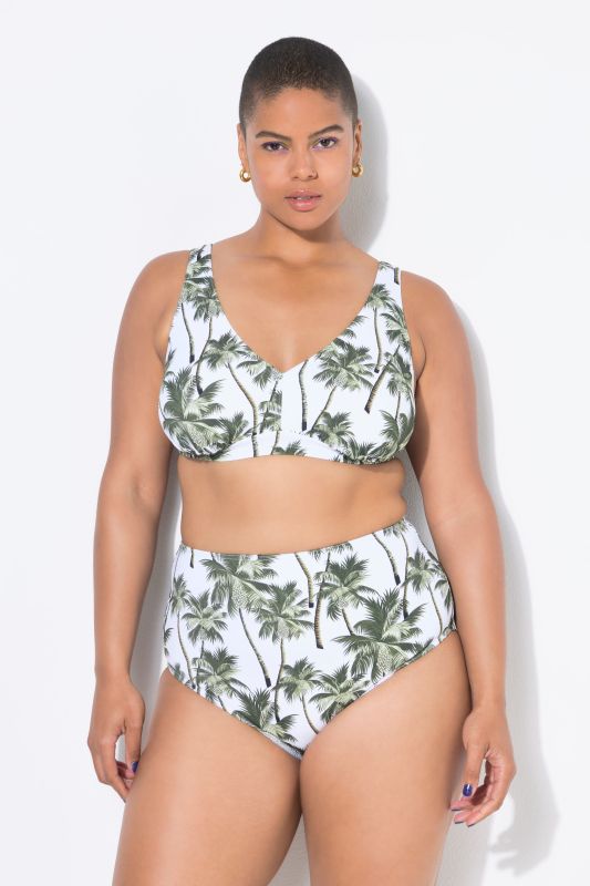 Haut de bikini avec bonnets souples, imprimé palmiers