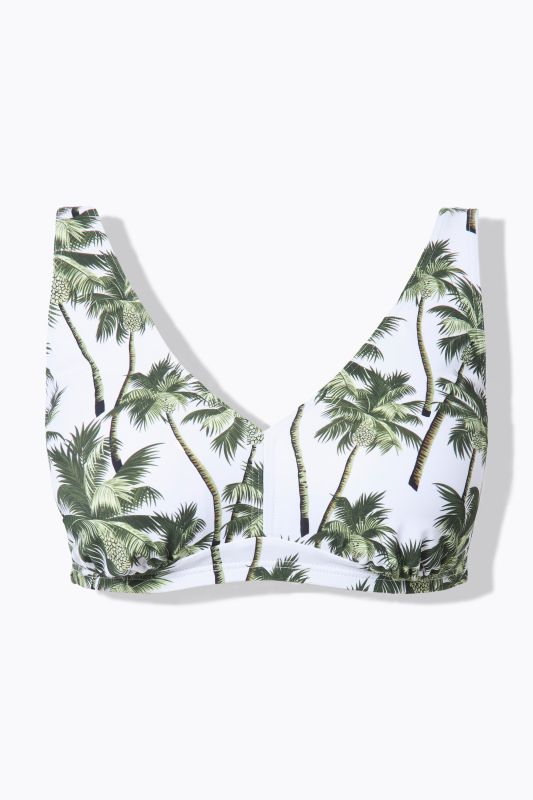 Haut de bikini avec bonnets souples, imprimé palmiers