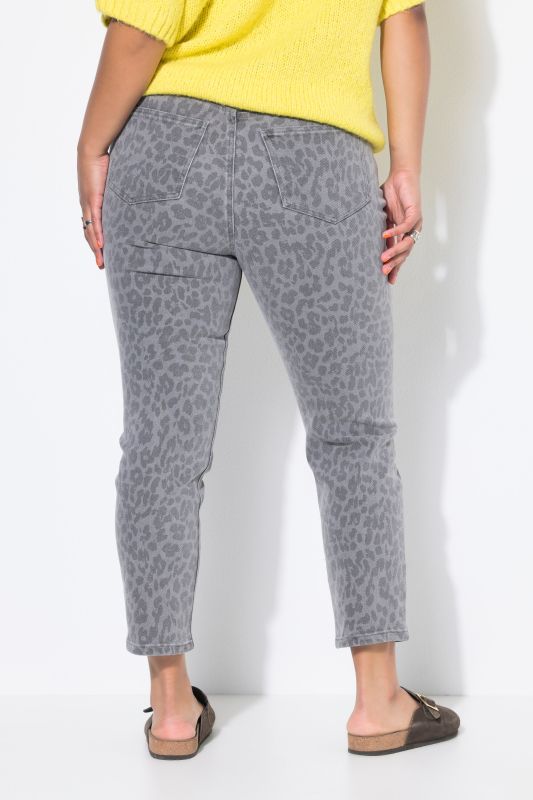 Jean Mom 5 poches, motif léopard