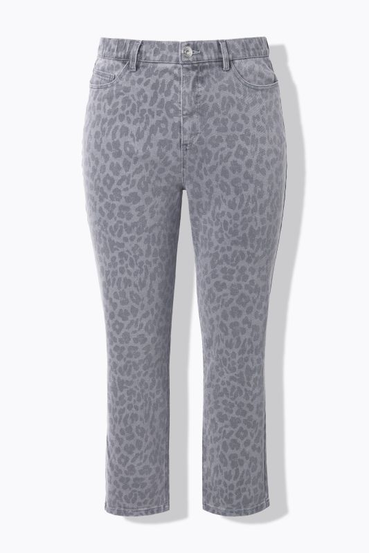 Jean Mom 5 poches, motif léopard
