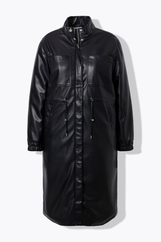 Manteau en simili. Cordon de serrage à la taille