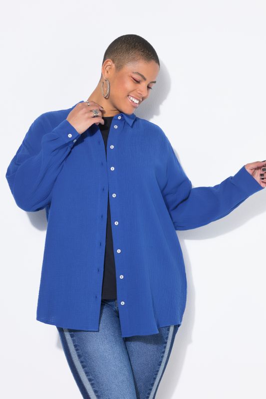 Chemisier en mousseline oversized à manches longues
