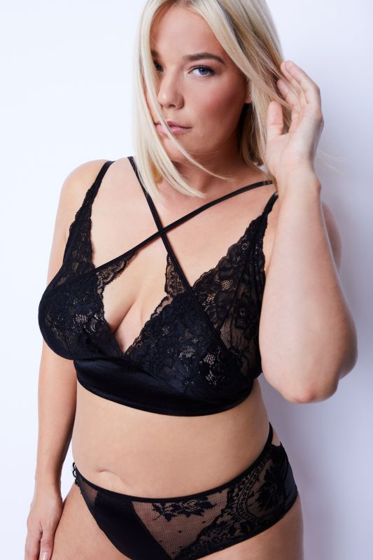 Bralette avec dentelle et broderie, sans armatures
