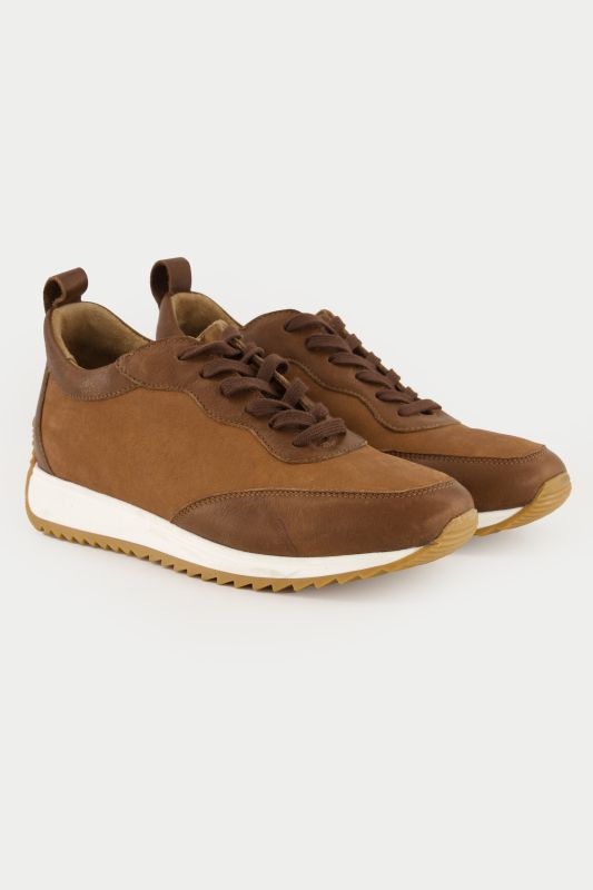 Sneakers mélange de cuirs, semelle intérieure amovible - largeur H