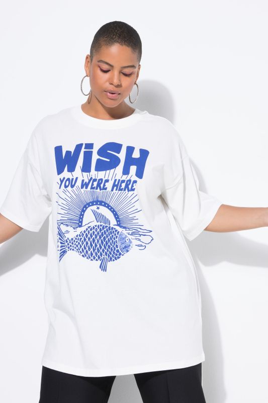 T-shirt oversize. Manches courtes. Imprimé poisson