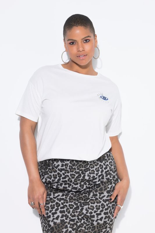 T-shirt oversize. Manches courtes. Motif œil scintillant