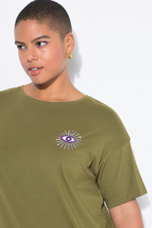 T-shirt oversize. Manches courtes. Motif œil scintillant