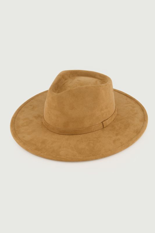 Chapeau de cow-boy aspect cuir suédé, large revers