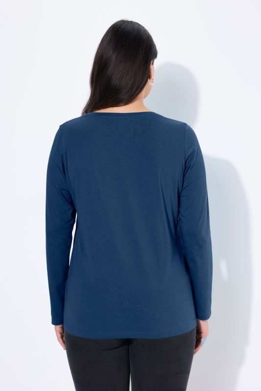 T-shirt col en V et manches longues, coupe Slim Fit