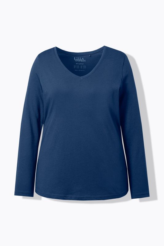 T-shirt col en V et manches longues, coupe Slim Fit