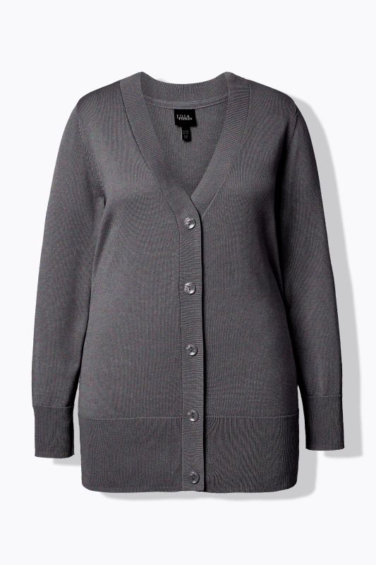 Cardigan fine maille, encolure en V et patte de boutonnage