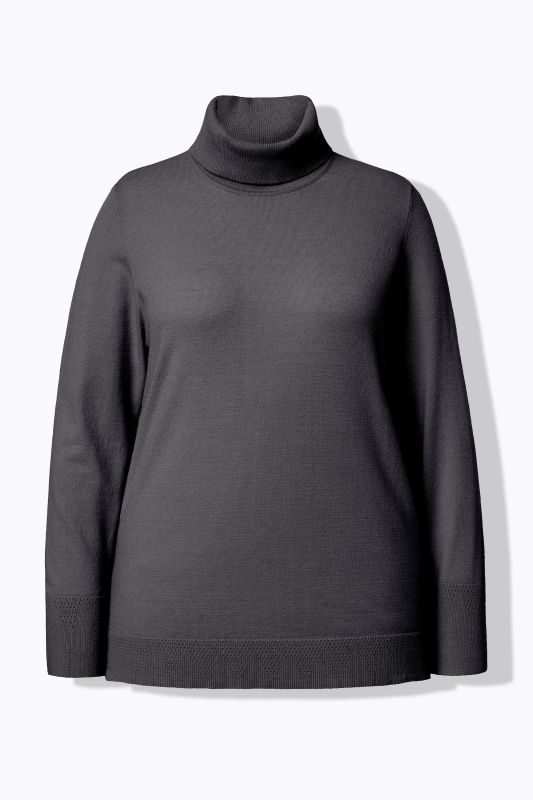 Pull à col roulé, manches longues avec larges bords-côtes