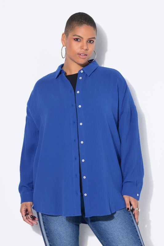 Chemisier en mousseline oversized à manches longues