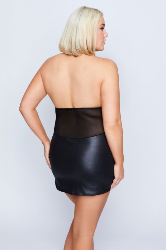 2 pièces, négligé + string, empiècement en mesh, wetlook