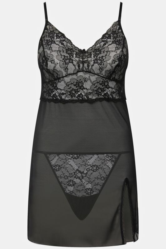2 pièces négligé + string, dentelle et mesh