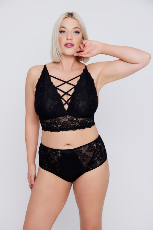 Bralette à cordons croisés, sans armatures. Dentelle.