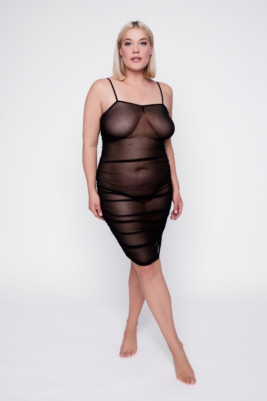 Nuisette, mesh transparent avec fronces