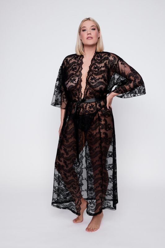 Kimono en dentelle, longueur au mollet