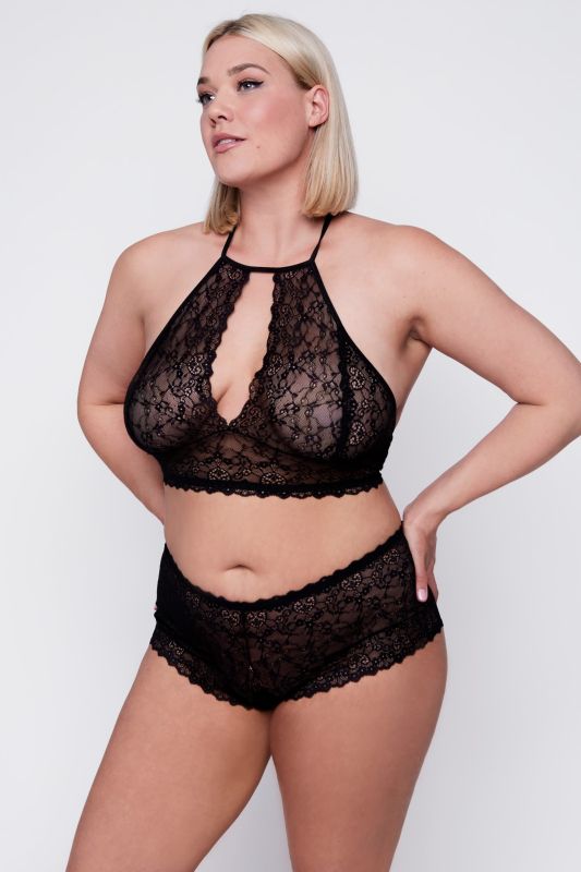 Bralette en dentelle, lacée dans la nuque