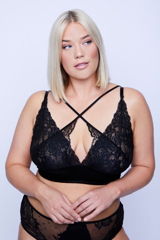 Bralette avec dentelle et broderie, sans armatures