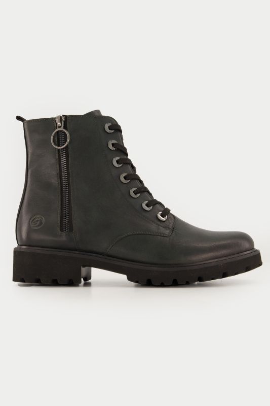 Bottines en cuir Remonte, esprit motard, fermeture zippée - largeur G