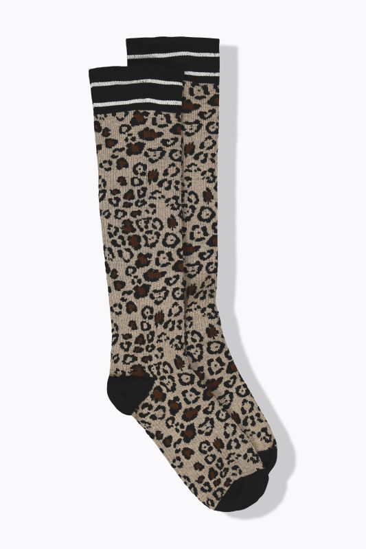 Bas de compression, motif léopard, compression forte