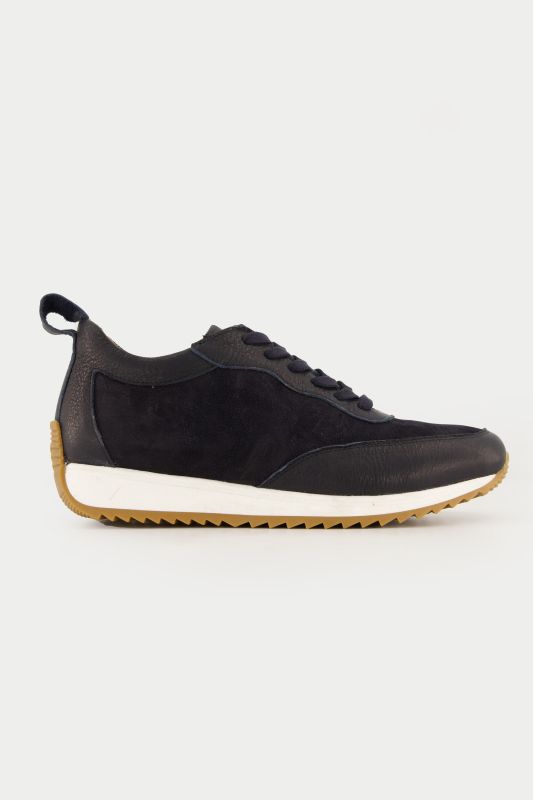 Sneakers mélange de cuirs, semelle intérieure amovible - largeur H