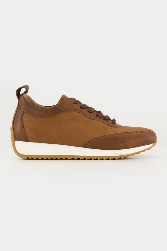 Sneakers mélange de cuirs, semelle intérieure amovible - largeur H